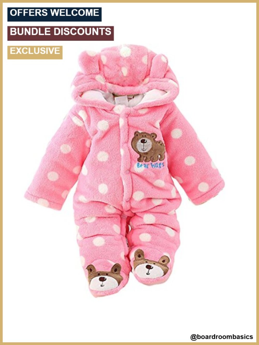 Newborn Baby Hooded Fleece Jumpsuit Romper Winter Snowsuit
